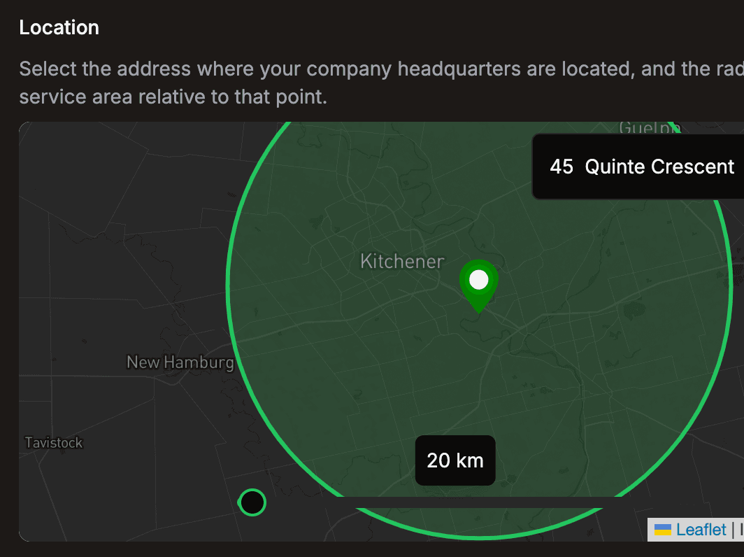 Filter companies and jobs by distance.